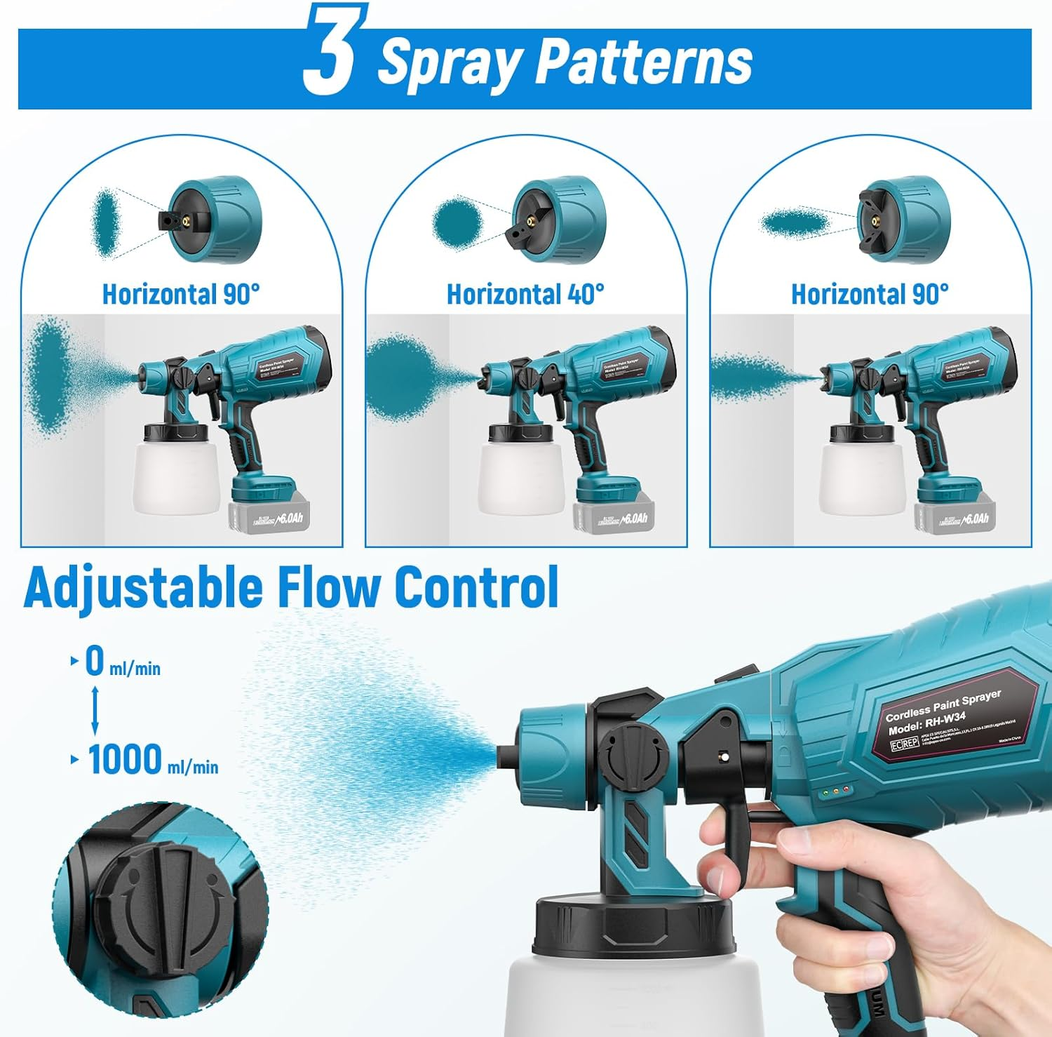 👉PULVERIZADOR DE PINTURA PORTÁTIL 850W🎉✨ 2 BATERIAS
