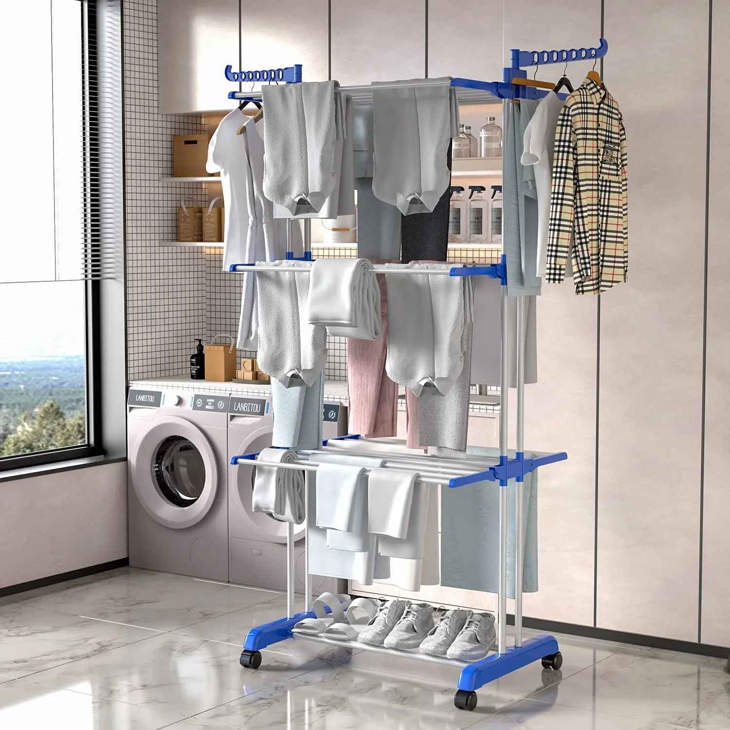😱🧺TENDEDERO MOVIL DE 4 NIVELES 👗🧦👔🥼👜🥾👠