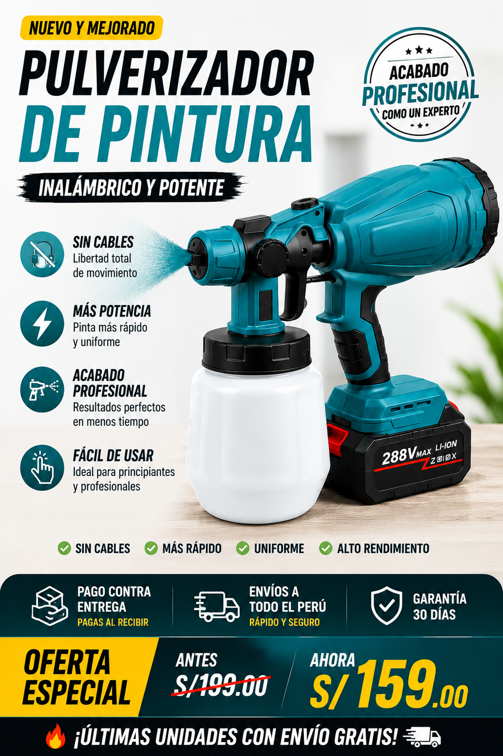 👉PULVERIZADOR DE PINTURA PORTÁTIL 850W🎉✨ 2 BATERIAS