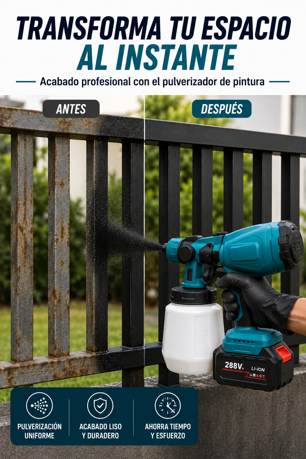👉PULVERIZADOR DE PINTURA PORTÁTIL 850W🎉✨ 2 BATERIAS